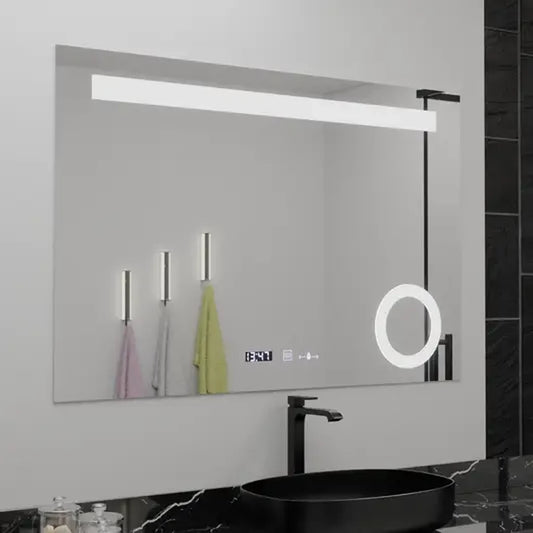 Ορθογώνιος καθρέφτης LED, 80x60 cm, ABSOLU MotionGlow Marcello, Σύστημα αποθάμβωσης, Ρολόι & Θερμόμετρο, Καλλυντικός Μεγεθυντικός φακός, Καθρέφτες Dimable Marcello Προεπιλεγμένος τίτλος Alessandro Design