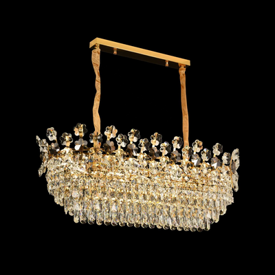 Crystal Chandelier CC6705/900X350GD 10x E14, 90cm, Γυαλιστερό Χρυσό, Ρυθμιζόμενο Ύψος