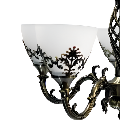 Rustic Chandelier COTTAGE, 5XE27, Antique Bronze, Metal and Glass Classic Candelabra Προεπιλεγμένος τίτλος Alessandro Design