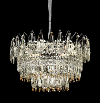 Crystal Chandelier CC6687/500CR 9x E14, Διάμετρος 50cm, Γυαλιστερό χρώμιο, Ρυθμιζόμενο ύψος