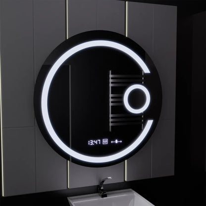 LED Στρογγυλός καθρέφτης, 22W, 70cm, Visio MotionGlow Marcello, Σύστημα αποθαμβώματος, Ρολόι & Θερμόμετρο, Καλλυντικός Μεγεθυντικός φακός, Dimable Marcello Mirrors Προεπιλεγμένος τίτλος Alessandro Design