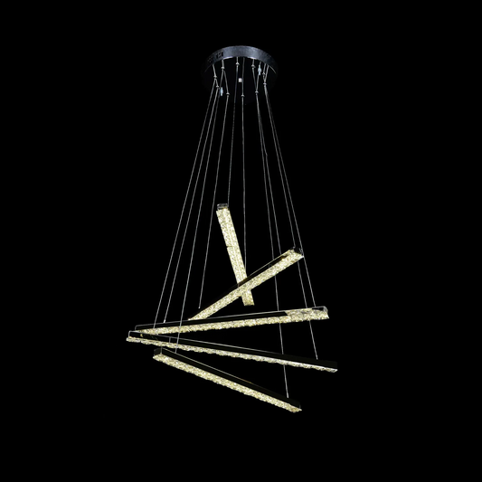 Lustra LED suspendata cu telecomanda si cristal LIBORIA 64W, lumina Rece/Calda/Neutra, Dimabila, Crom Lucios Lustre LED cu Telecomanda Default Title Alessandro Design