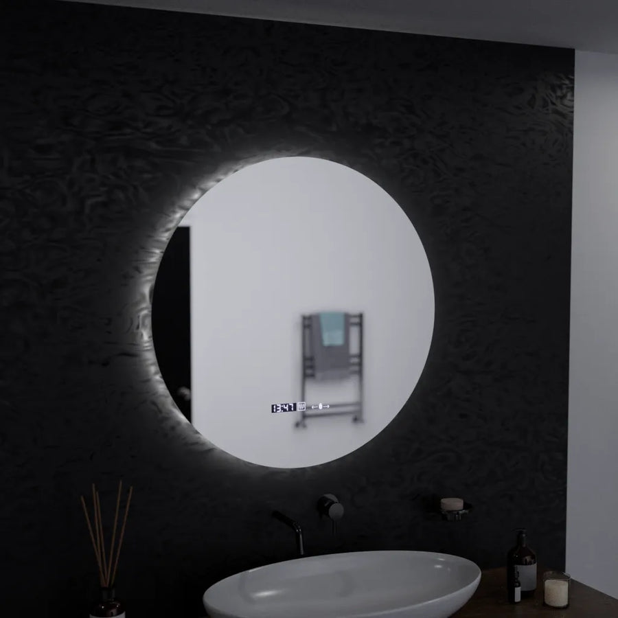 Στρογγυλός καθρέφτης LED, 60 cm, Serenite MotionGlow Marcello, Σύστημα αποθαμβώματος, Ρολόι & Θερμόμετρο, Dimable Mirrors Marcello Προεπιλεγμένος τίτλος Alessandro Design