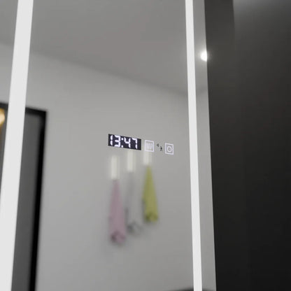 Ορθογώνιος καθρέφτης LED, 45x140 εκ., Αισθητήρας ραντάρ Giulia Marcello, Σύστημα αποθάμβωσης, Ρολόι & Θερμόμετρο, Dimabila, Καθρέφτες ραπτικής στολής Προεπιλεγμένος τίτλος Alessandro Design