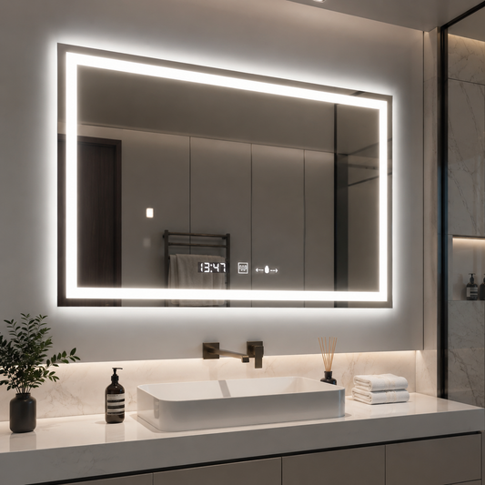 Ορθογώνιος καθρέφτης LED 120x80cm Vérité MotionGlow Marcello, Σύστημα αποθάμβωσης, Ρολόι & Θερμόμετρο, Ρυθμιζόμενοι Καθρέφτες Marcello Προεπιλεγμένος τίτλος Alessandro Design