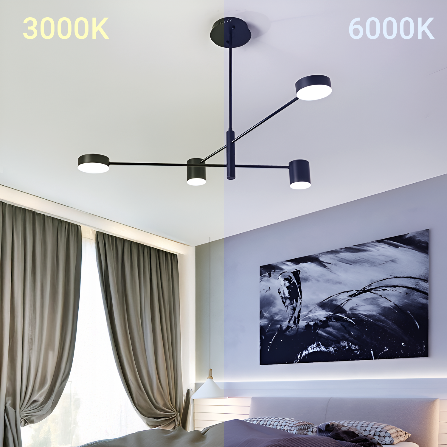 GALIOS LED Πολυέλαιος 48W, 4 Στοιχεία, Κρύο/Ζεστό/Ουδέτερο φως, Μαύροι Μοντέρνοι Πολυέλαιοι Προεπιλεγμένος τίτλος Alessandro Design
