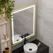 Ορθογώνιος καθρέφτης LED, 75x90 cm, Verite Royale Gold MotionGlow Marcello, Σύστημα αποθαμβώματος, Ρολόι & Θερμόμετρο, Dimable Καθρέφτες Marcello Προεπιλεγμένος τίτλος Alessandro Design