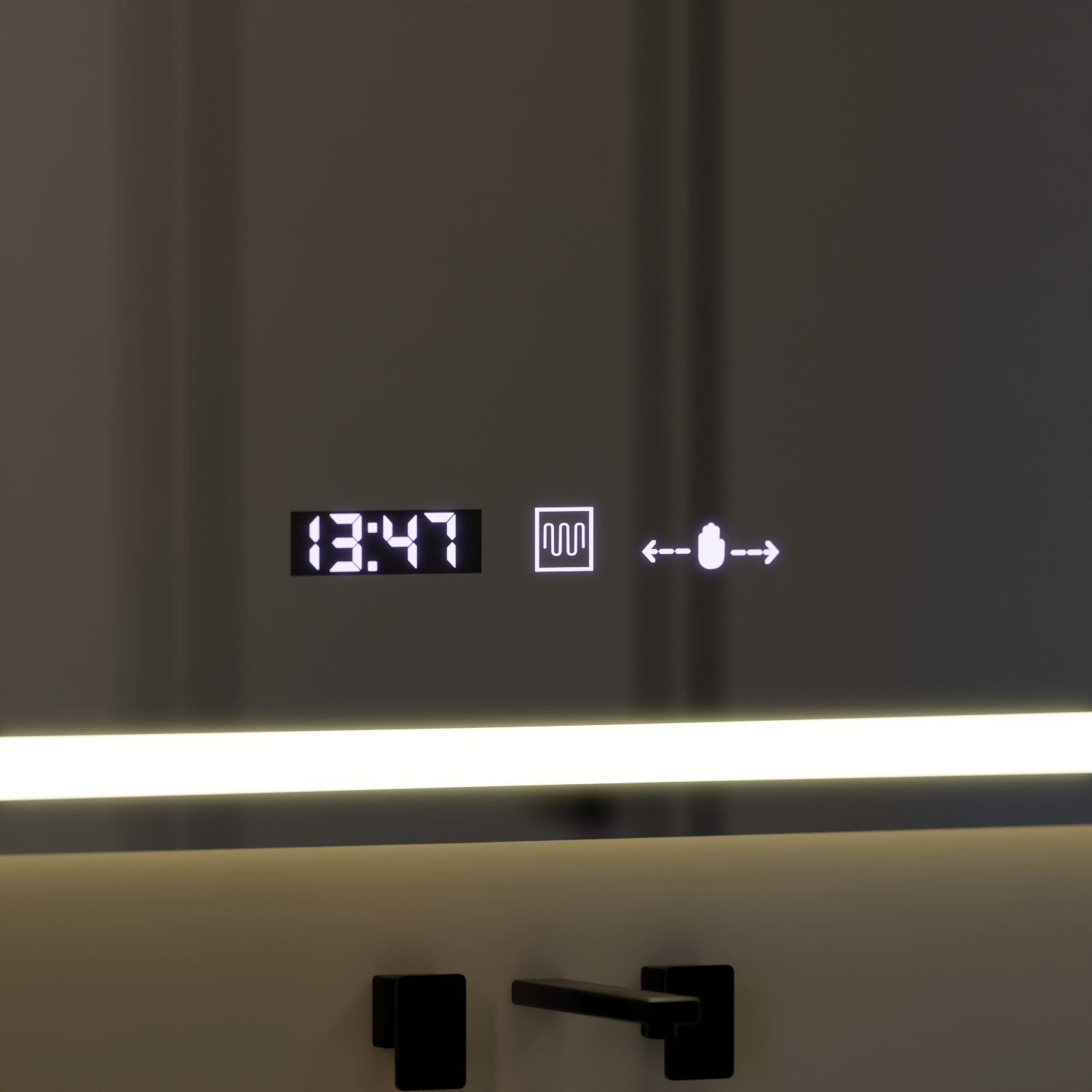 Ορθογώνιος καθρέφτης LED 120x80cm Vérité MotionGlow Marcello, Σύστημα αποθολώματος, Ρολόι & Θερμόμετρο, Dimable W09/120X80BTRGB Καθρέφτες Marcello Προεπιλεγμένος τίτλος Alessandro Design