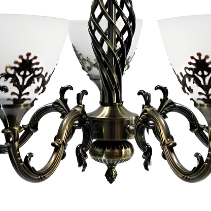 Rustic Chandelier COTTAGE, 5XE27, Antique Bronze, Metal and Glass Classic Candelabra Προεπιλεγμένος τίτλος Alessandro Design