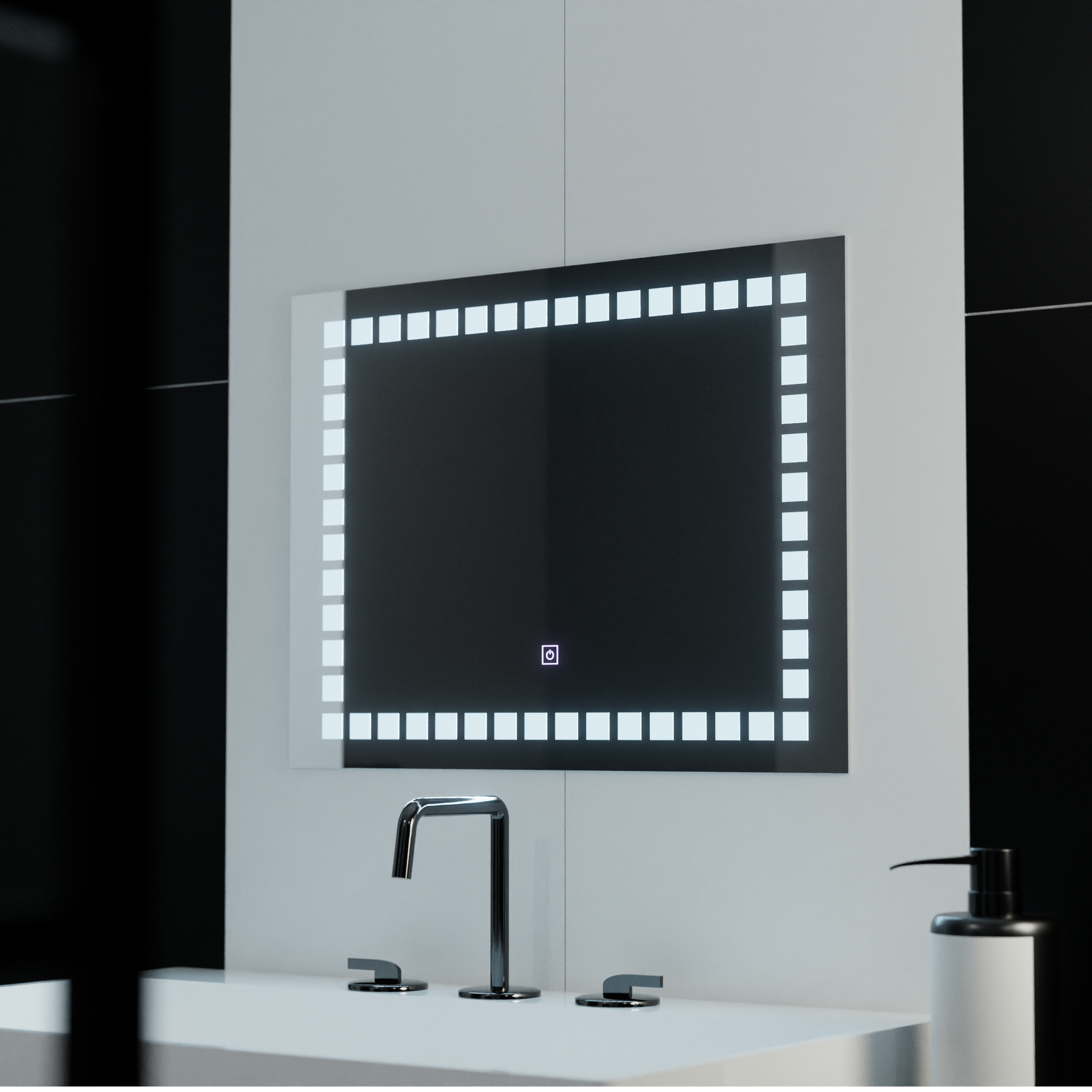 Ορθογώνιος καθρέφτης LED, 80x60 cm, Grid Light Basic Touch Mirrors Korman C Προεπιλεγμένος τίτλος Alessandro Design