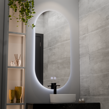 Οβάλ καθρέφτης LED, 50x100cm, Velara Touch, Σύστημα Demister, Dimmable