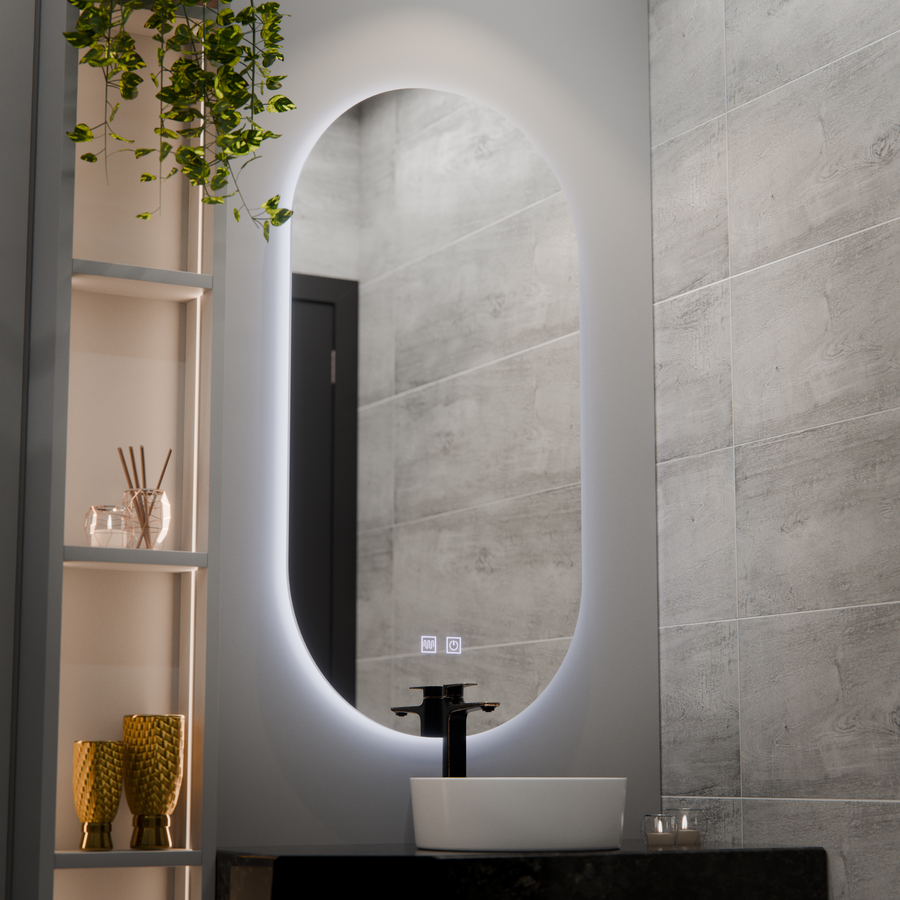 Οβάλ καθρέφτης LED, 50x100cm, Velara Touch, Σύστημα Demister, Dimmable