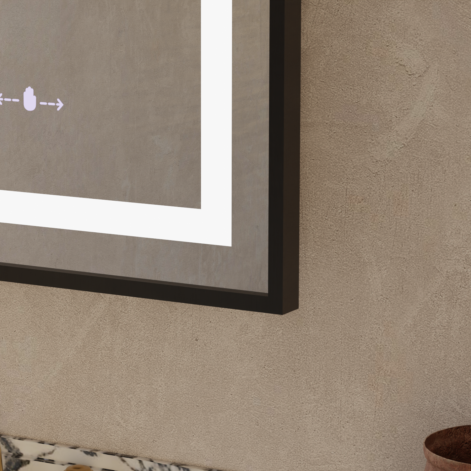 Ορθογώνιος καθρέφτης LED, 50x70 cm, Verite Majeste Noir Motion Glow Marcello, Σύστημα αποθαμβώματος, Ρολόι & Θερμόμετρο, Καθρέφτες Dimable Marcello Προεπιλεγμένος τίτλος Alessandro Design
