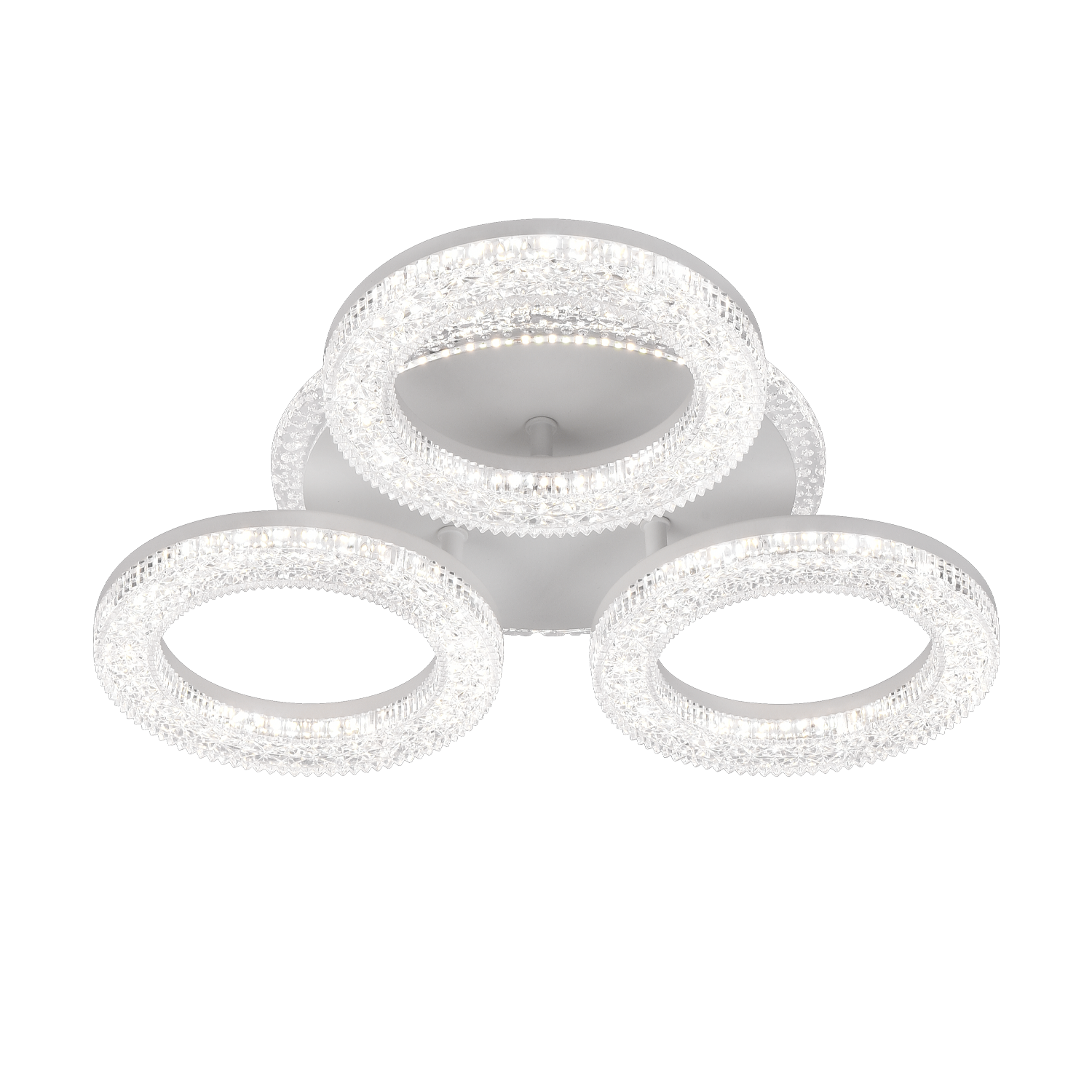 FREJA LED Πολυέλαιος με Τηλεχειριστήριο, 50W, 3000K/4000K/6000K, Dimmable, White, Crystals, 3 Circles LED Chandeliers with Remote Control Προεπιλεγμένος τίτλος Alessandro Design
