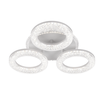 FREJA LED Πολυέλαιος με Τηλεχειριστήριο, 50W, 3000K/4000K/6000K, Dimmable, White, Crystals, 3 Circles LED Chandeliers with Remote Control Προεπιλεγμένος τίτλος Alessandro Design