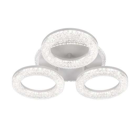 FREJA LED Πολυέλαιος με Τηλεχειριστήριο, 50W, 3000K/4000K/6000K, Dimmable, White, Crystals, 3 Circles LED Chandeliers with Remote Control Προεπιλεγμένος τίτλος Alessandro Design