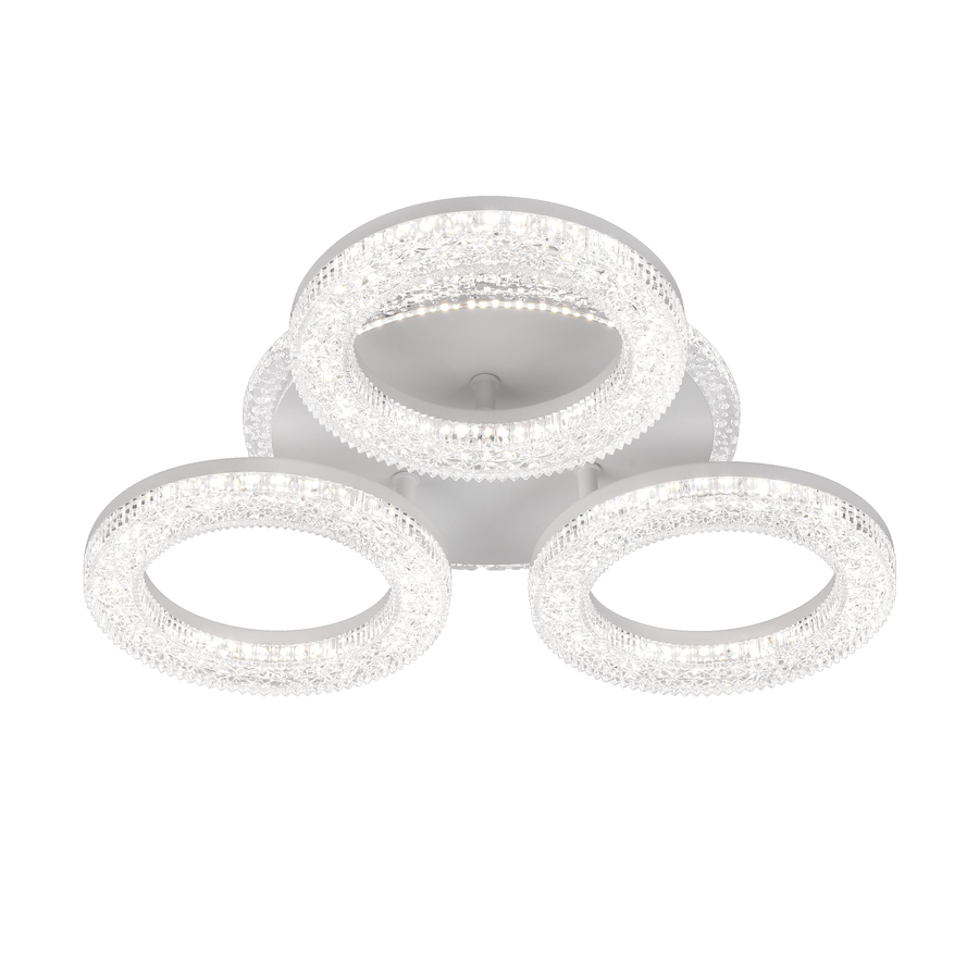 FREJA LED Πολυέλαιος με Τηλεχειριστήριο, 50W, 3000K/4000K/6000K, Dimmable, White, Crystals, 3 Circles LED Chandeliers with Remote Control Προεπιλεγμένος τίτλος Alessandro Design