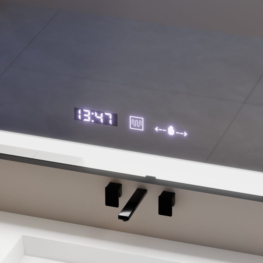 Ορθογώνιος καθρέφτης LED, 80x60 cm, Verite Majeste Noir Motion Glow Marcello, Σύστημα αποθαμβώματος, Ρολόι & Θερμόμετρο, Καθρέφτες Dimable Marcello Προεπιλεγμένος τίτλος Alessandro Design