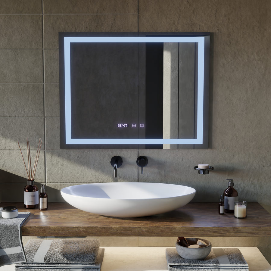 LED Touch MODENA Σύστημα αποθολώματος καθρεπτών, ρολόι και θερμοκρασία 80x60 cm Καθρέφτες Korman S Προεπιλεγμένος τίτλος Alessandro Design