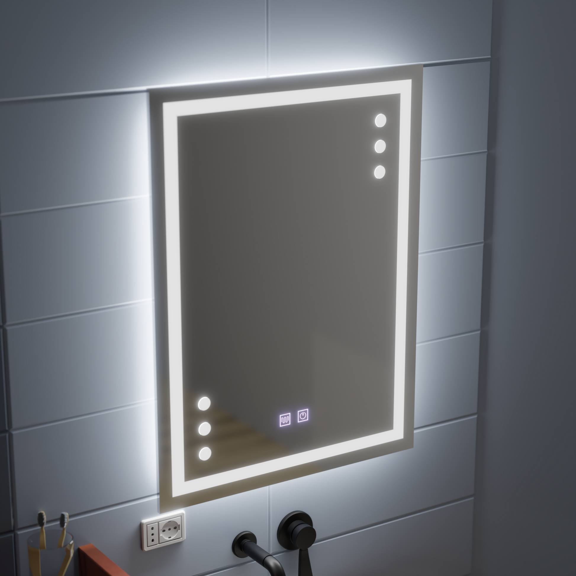 Καθρέφτης LED Touch Infima Σύστημα Αποθάμπωσης 60X80cm Καθρέφτες Korman E Προεπιλεγμένος Τίτλος Alessandro Design