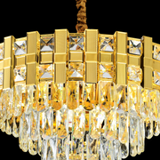 Candelabru Cristal BRAN Eleganza 8xE14, Diametru 50cm, Auriu Lucios, Inaltime Reglabila Candelabre Cristal Default Title Alessandro Design