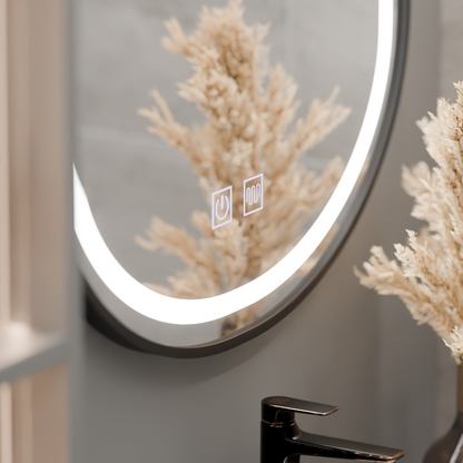 Οβάλ καθρέφτης LED 50x80cm VETRO Touch Dimmable Demister System, Μαύρο πλαίσιο Korman Mirrors E Προεπιλεγμένος τίτλος Alessandro Design