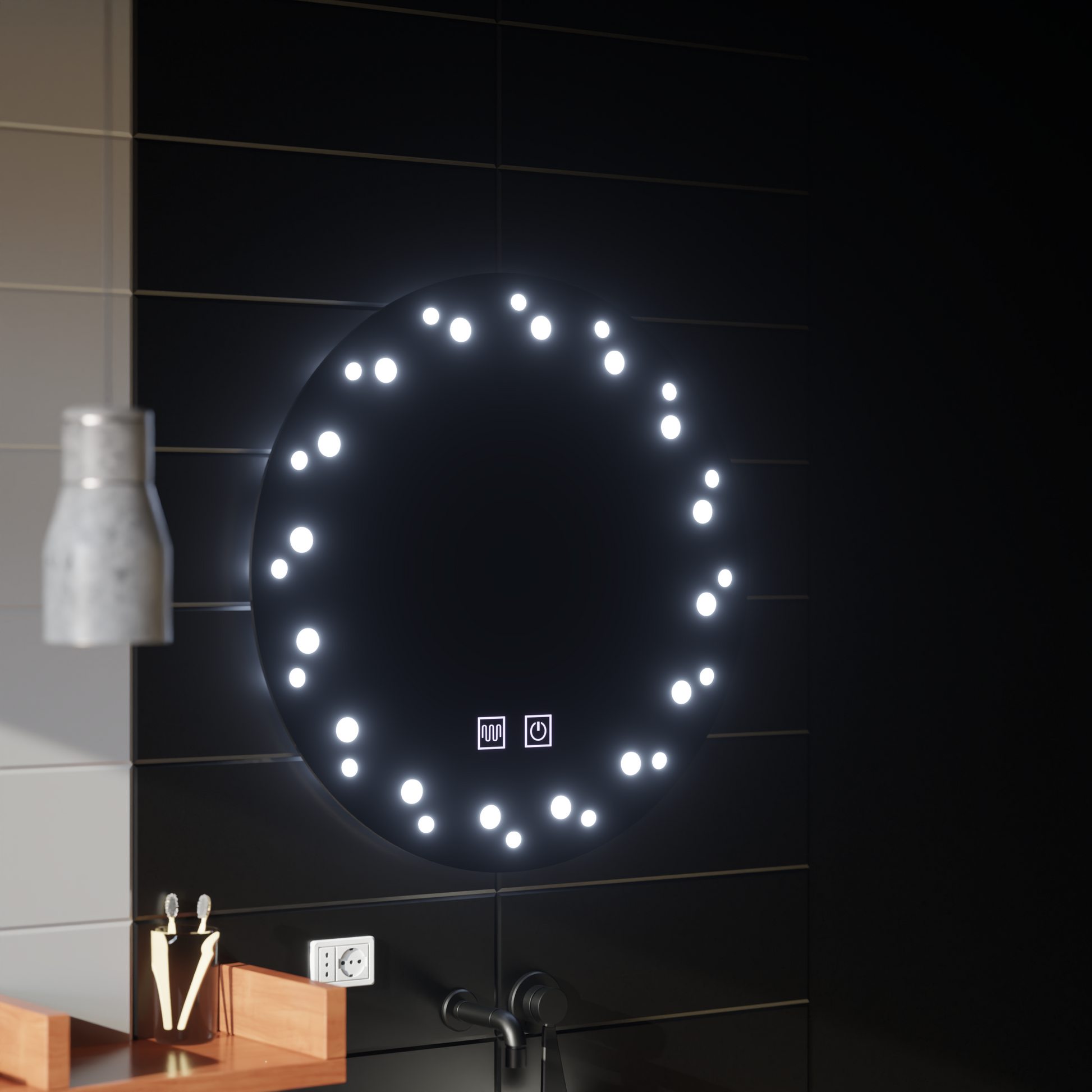 Καθρέφτης LED Touch Ivory, Σύστημα Demister, Διάμετρος 60 cm, Cold Light 6000K Korman Mirrors E Προεπιλεγμένος τίτλος Alessandro Design