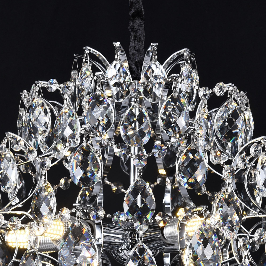 Candelabru Cristal CRYSTARA Nobile, 5x E14, Diametru 40cm, Crom Lucios Candelabre Cristal Default Title Alessandro Design