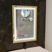 Καθρέφτης LED Touch Bruno Demister System, Ρολόι και θερμοκρασία 60x80 cm Βουρτσισμένο χρυσό πλαίσιο, S84/60X80 Καθρέφτες Korman S Προεπιλεγμένος τίτλος Alessandro Design