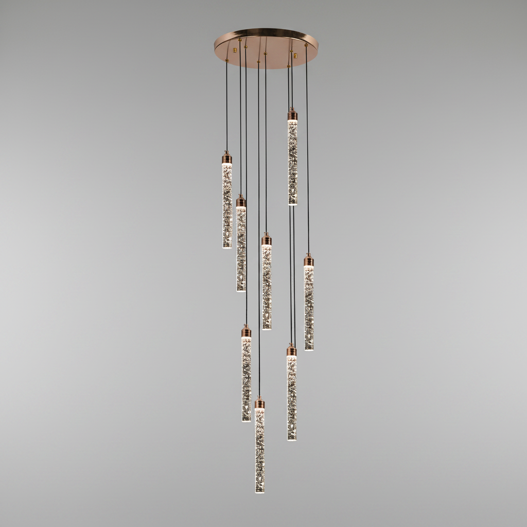 Candelabru Cristal LED 21W, VERTILUX Supremo, Lumina Calda/Neutra/Rece, Diametru 35cm Auriu Candelabre Cristal Default Title Alessandro Design