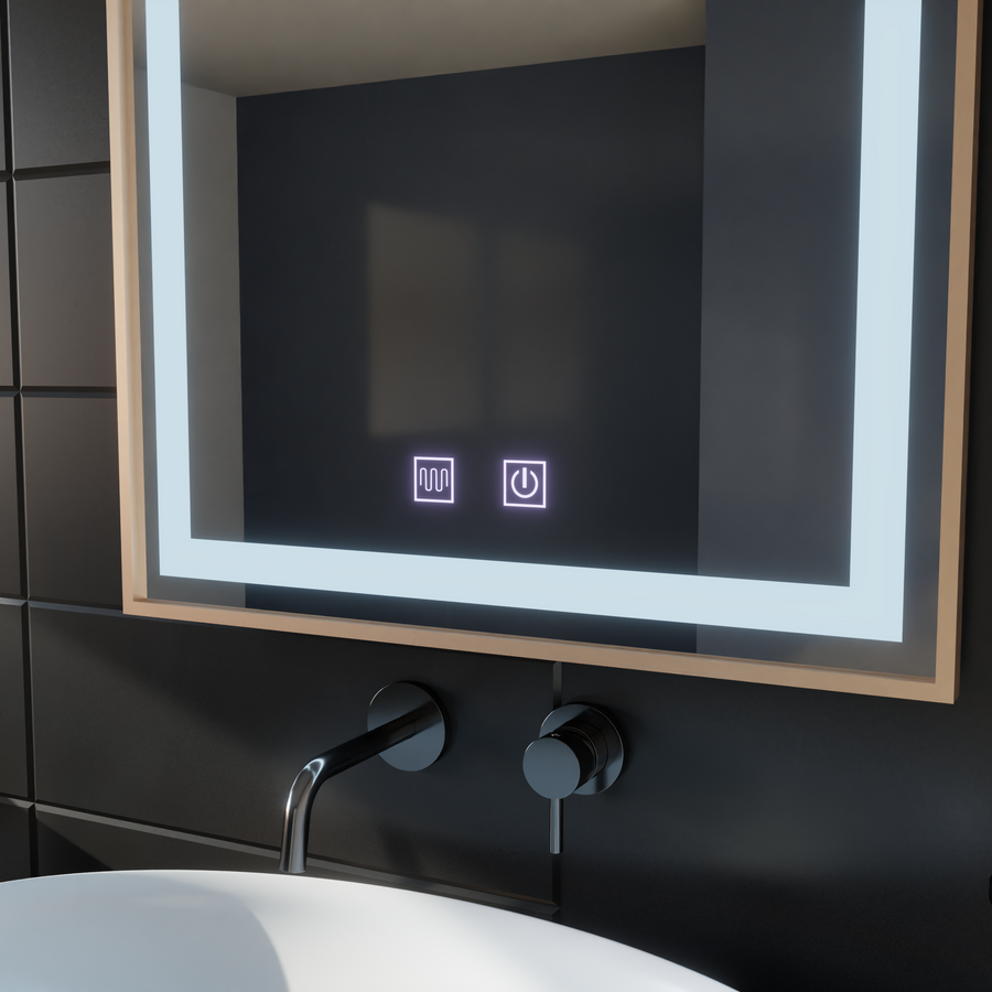 Καθρέφτης αφής Kariri LED, 60x80 cm, λειτουργία Demister, Gold Rose Brushed Frame Mirrors Korman E Προεπιλεγμένος τίτλος Alessandro Design