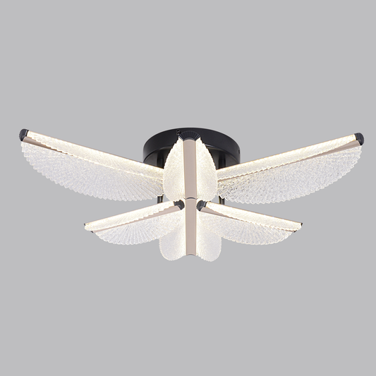 Lustra LED cu Telecomanda TULLIO 67W, 6 Petale, lumina Rece/Calda/Neutra, Dimabila, Negru Lustre LED cu Telecomanda Default Title Alessandro Design