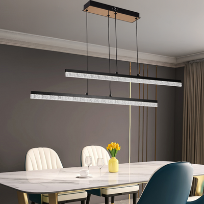 Κρεμαστός ακρυλικός πολυέλαιος LED LT181/2BK, 37W, Light 3000/4000/6000K, Μαύρος, Ρυθμιζόμενο Ύψος