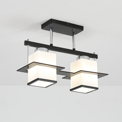 Aramis Classic Chandelier with Wood Square Shade 2X E27 Grey Black Classic Chandeliers Προεπιλεγμένος τίτλος Alessandro Design