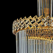 Crystal Chandelier CC800/700X2100GD, 33xE14, Διάμετρος 70cm, Ύψος 210cm, Γυαλιστερό χρυσό, Ρυθμιζόμενο ύψος, Κομψή σχεδίαση Crystal Chandeliers Προεπιλεγμένος τίτλος Alessandro Design