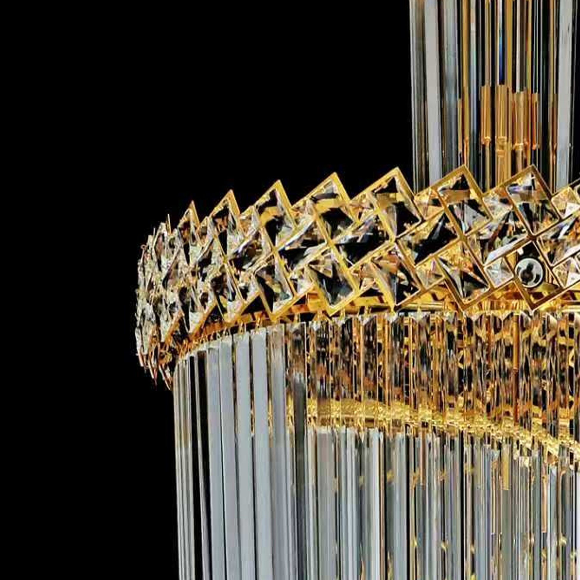 Crystal Chandelier CC800/700X2100GD, 33xE14, Διάμετρος 70cm, Ύψος 210cm, Γυαλιστερό χρυσό, Ρυθμιζόμενο ύψος, Κομψή σχεδίαση Crystal Chandeliers Προεπιλεγμένος τίτλος Alessandro Design