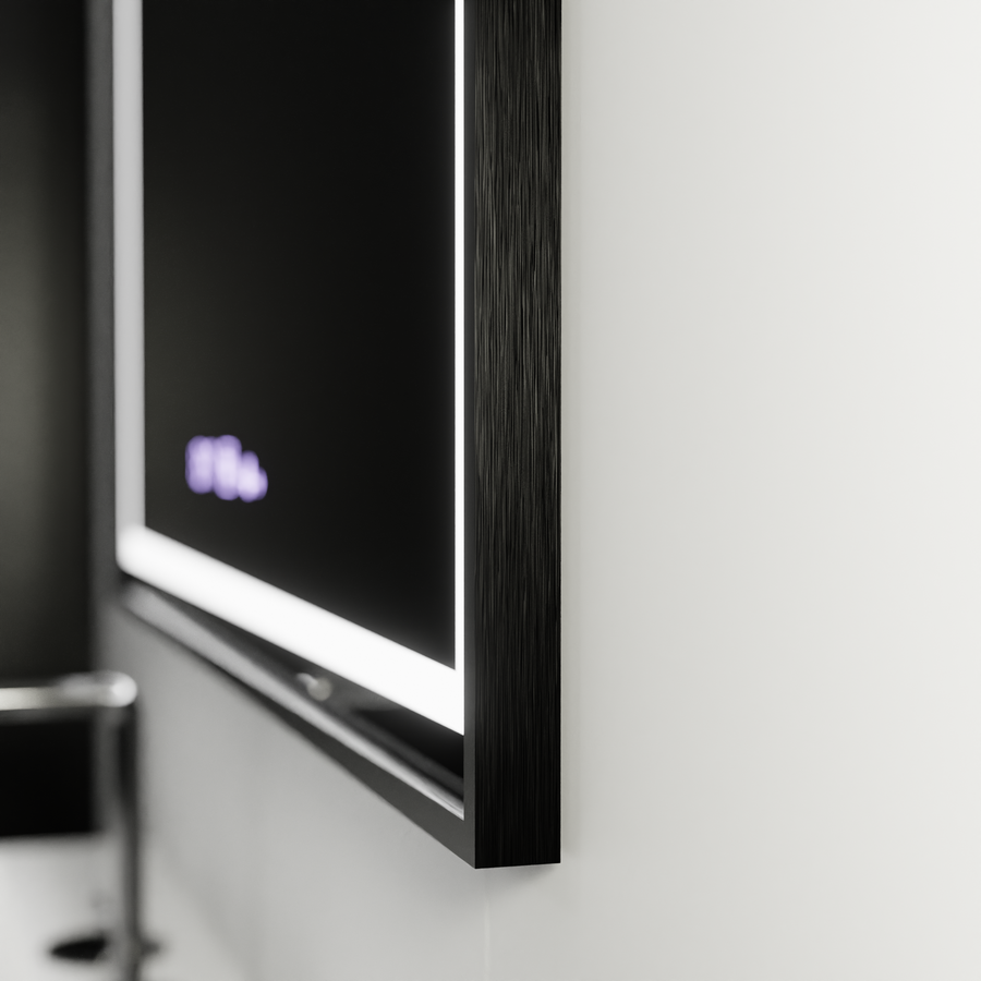 Ορθογώνιος καθρέφτης LED, 80x60 cm, Verite Majeste Noir Motion Glow Marcello, Σύστημα αποθαμβώματος, Ρολόι & Θερμόμετρο, Καθρέφτες Dimable Marcello Προεπιλεγμένος τίτλος Alessandro Design