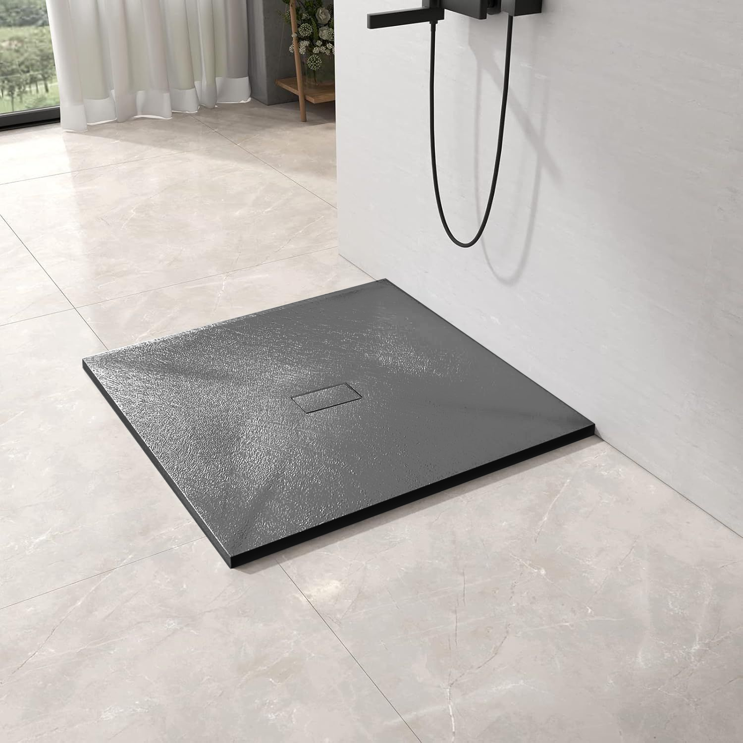 Τετράγωνος δίσκος ντους 90x90 cm, λεπτός 3 cm, σκούρο γκρι Home & Garden Προεπιλεγμένος τίτλος Alessandro Design