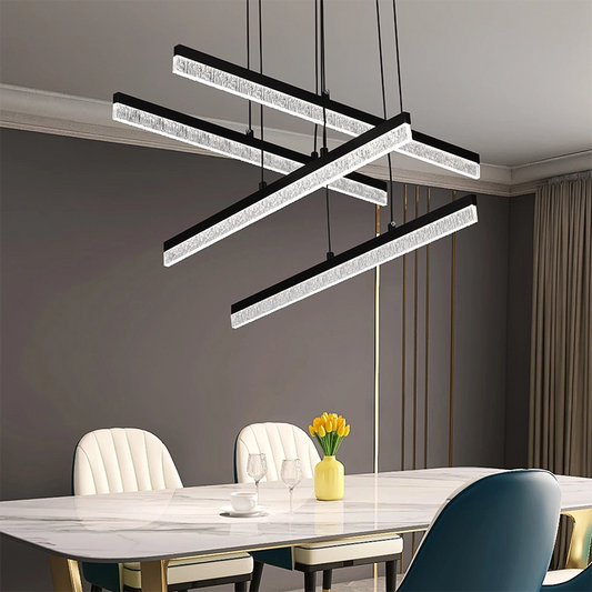 Κρεμαστός ακρυλικός πολυέλαιος LED LT181/4BK, 54W, Light 3000/4000/6000K, Μαύρος, Ρυθμιζόμενο Ύψος