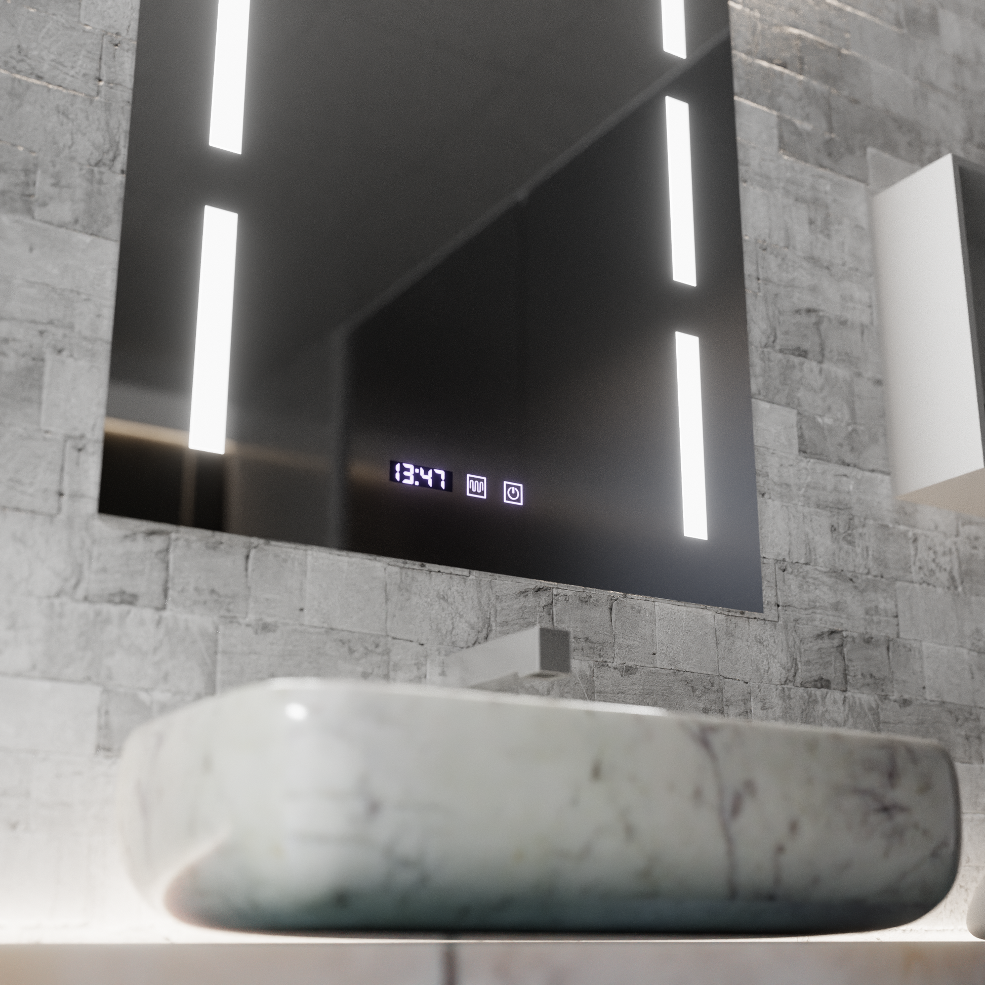 Καθρέφτης LED Touch Erich S86/60X80 Σύστημα αποθάμβωσης, Ρολόι και θερμοκρασία 60x80 cm Καθρέπτες Korman S Προεπιλεγμένος τίτλος Alessandro Design