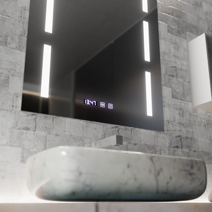 Καθρέφτης LED Touch Erich S86/60X80 Σύστημα αποθάμβωσης, Ρολόι και θερμοκρασία 60x80 cm Καθρέπτες Korman S Προεπιλεγμένος τίτλος Alessandro Design