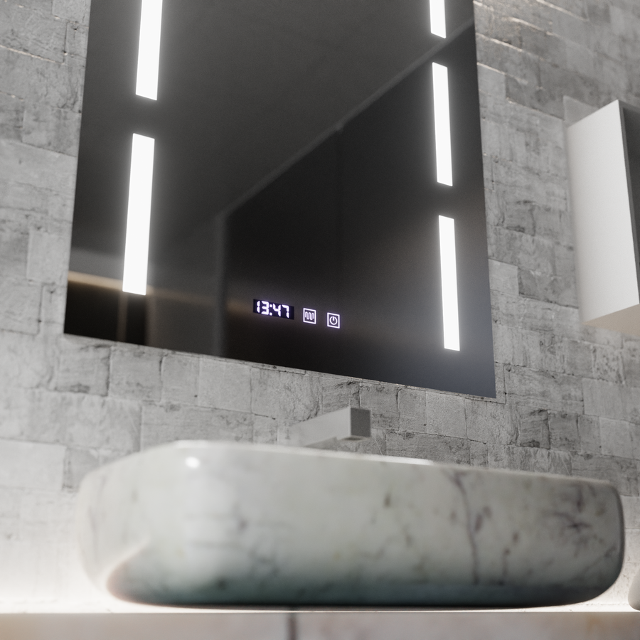 Καθρέφτης LED Touch Erich S86/60X80 Σύστημα αποθάμβωσης, Ρολόι και θερμοκρασία 60x80 cm Καθρέπτες Korman S Προεπιλεγμένος τίτλος Alessandro Design