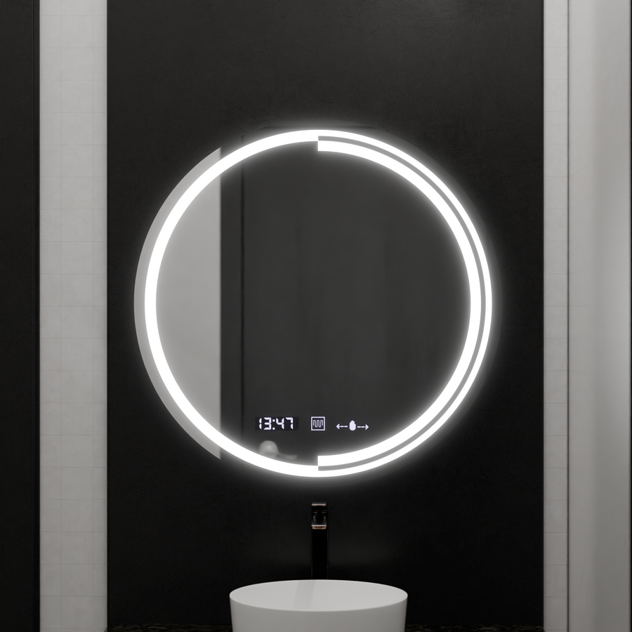 Στρογγυλός καθρέφτης LED, 60 cm, Αισθητήρας MotionGlow Consuel Marcello, Σύστημα αποθαμβώματος, Ρολόι & Θερμόμετρο, Καθρέφτες Dimable Marcello Προεπιλεγμένος τίτλος Alessandro Design