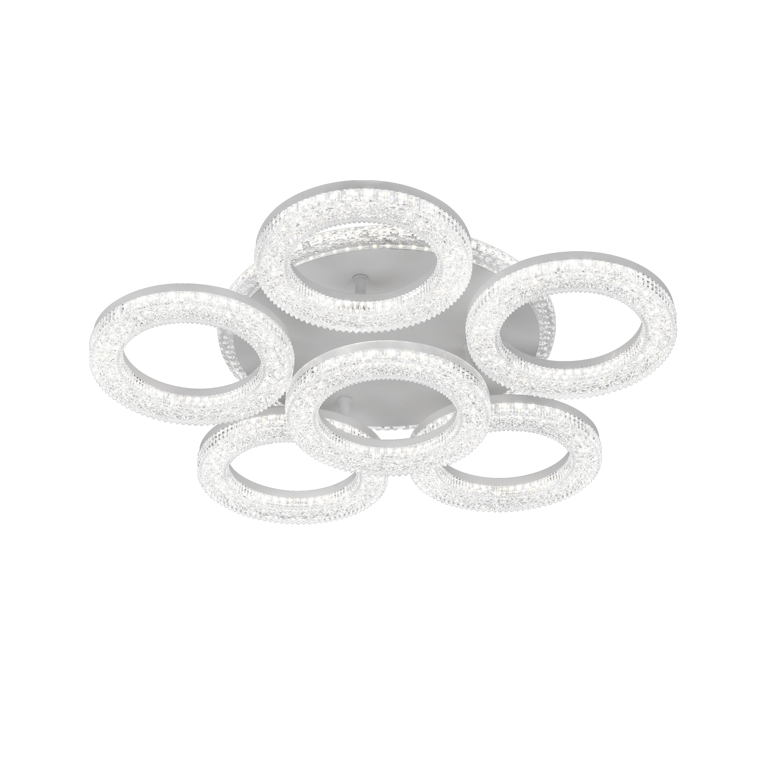 FREJA LED Πολυέλαιος με Τηλεχειριστήριο, 51cm, 90W, 3000K/4000K/6000K, Dimmable, White, Crystals, 6 Circles LED Chandeliers with Remote Control Προεπιλεγμένος τίτλος Alessandro Design