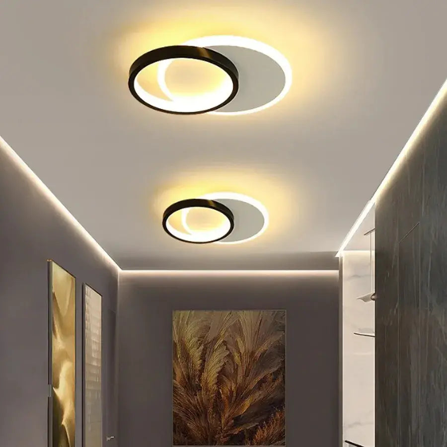 Φωτιστικό τοίχου SMALON LED 26W, 2 κύκλοι, Κρύο/Ζεστό/Ουδέτερο φως, Μαύρο Λευκό LED Πολυέλαιος Προεπιλεγμένος τίτλος Alessandro Design