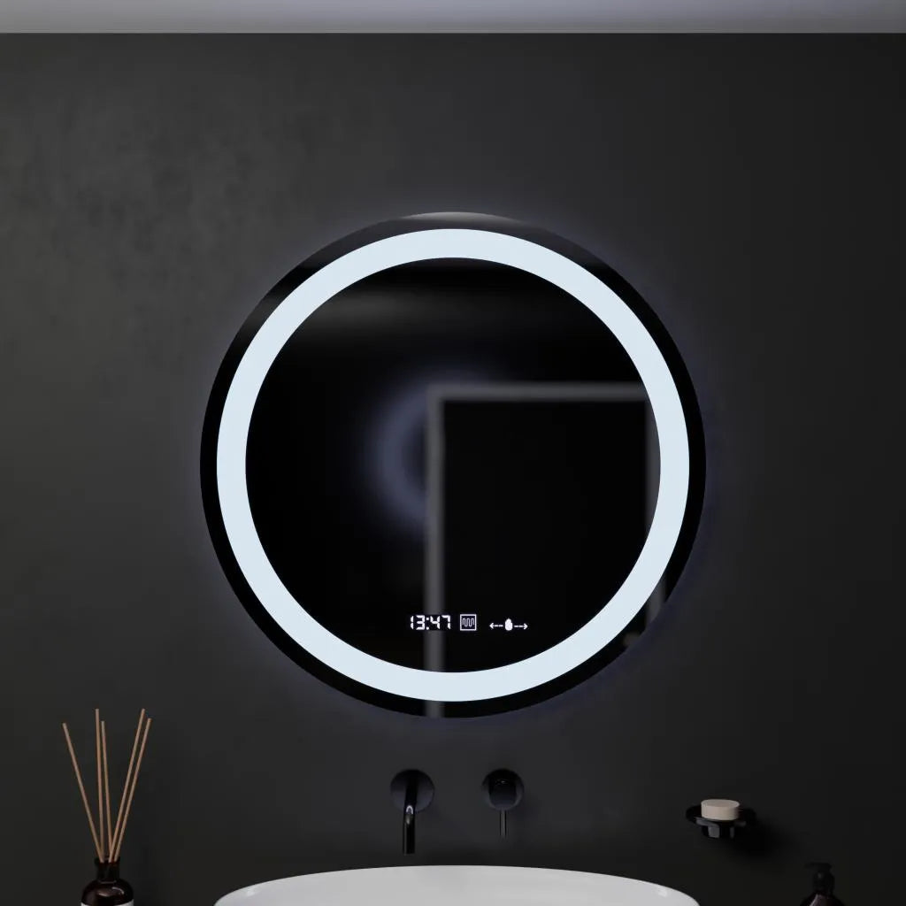 Στρογγυλός καθρέφτης LED, 60 cm, Celeste MotionGlow Marcello, Σύστημα Demister, Ρολόι & Θερμόμετρο, Ρυθμιζόμενο, Θερμό Ουδέτερο Ψυχρό Φως 3000K/4000K/6000K Marcello Mirrors Προεπιλεγμένος τίτλος Alessandro Design