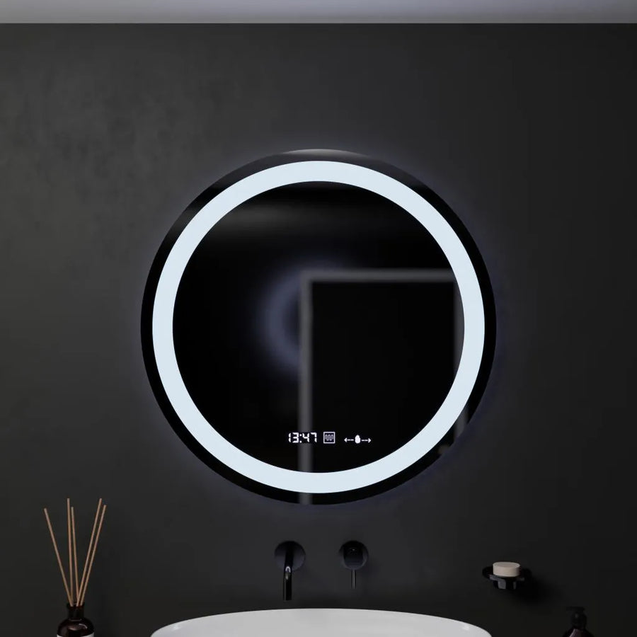 Στρογγυλός καθρέφτης LED, 60 cm, Celeste MotionGlow Marcello, Σύστημα Demister, Ρολόι & Θερμόμετρο, Ρυθμιζόμενο, Θερμό Ουδέτερο Ψυχρό Φως 3000K/4000K/6000K Marcello Mirrors Προεπιλεγμένος τίτλος Alessandro Design