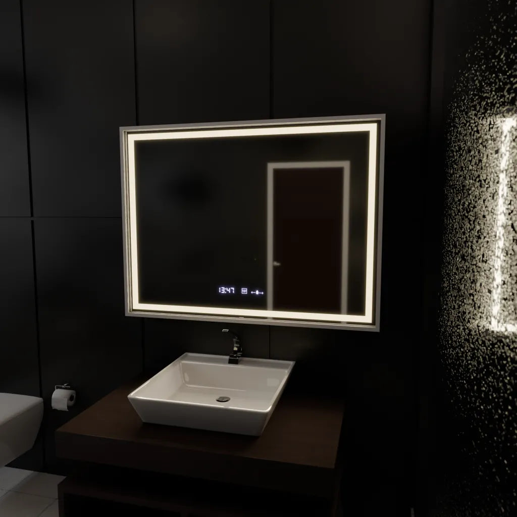 Ορθογώνιος καθρέφτης LED, 120x80cm, Verite Imperial Silver Motion Glow Marcello, Σύστημα αποθαμβώματος, Ρολόι & Θερμόμετρο, Καθρέφτες Dimable Marcello Προεπιλεγμένος τίτλος Alessandro Design