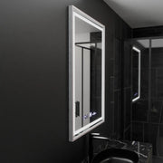 Ορθογώνιος καθρέφτης LED, 60x80 cm, Verite Imperial Silver Motion Glow Marcello, Σύστημα Demister, Ρολόι & Θερμόμετρο, Dimable Mirrors Marcello Προεπιλεγμένος τίτλος Alessandro Design