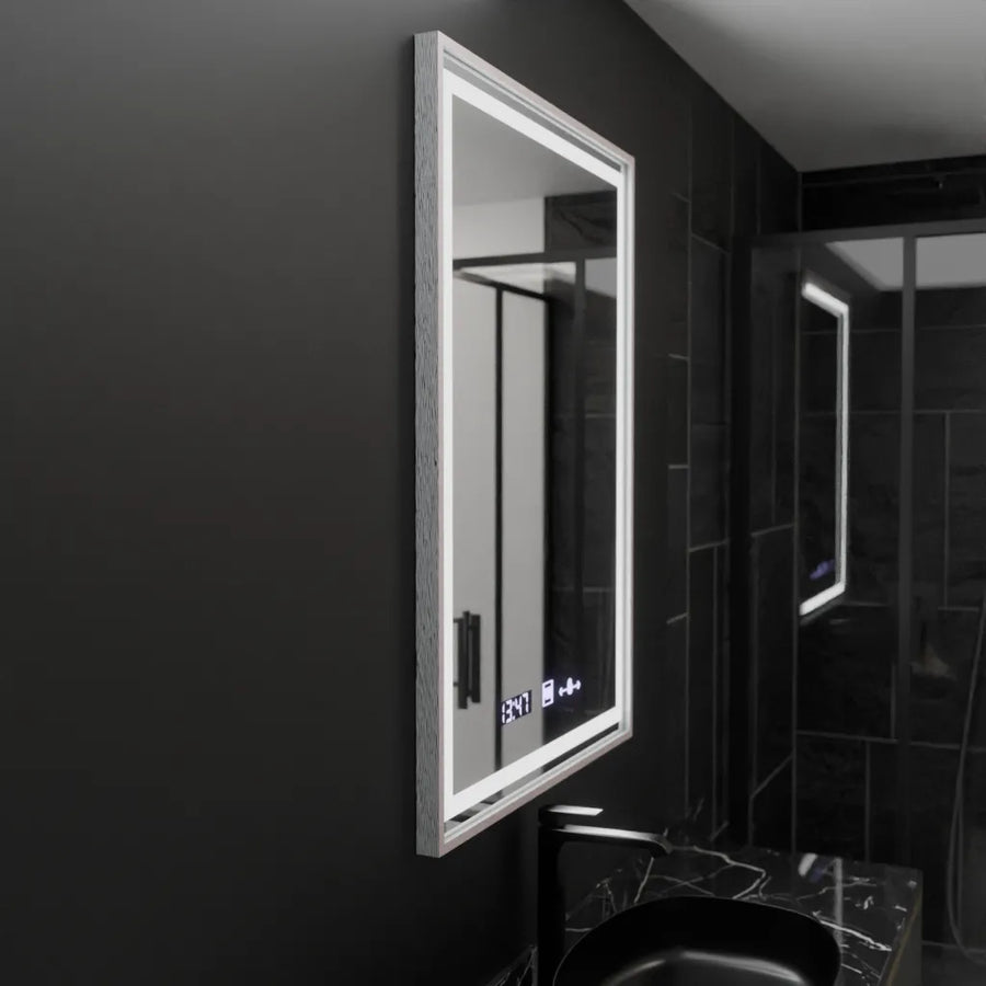Ορθογώνιος καθρέφτης LED, 60x80 cm, Verite Imperial Silver Motion Glow Marcello, Σύστημα Demister, Ρολόι & Θερμόμετρο, Dimable Mirrors Marcello Προεπιλεγμένος τίτλος Alessandro Design